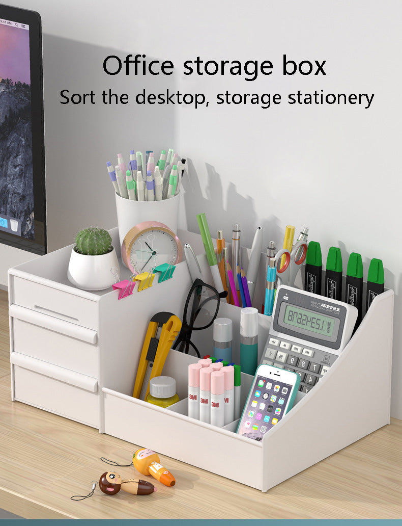 Plastic Cosmetic Organizer Drawer Box (White)