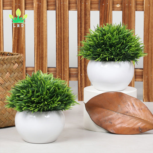 Mini Plastic Artificial Plants Grass in Pot