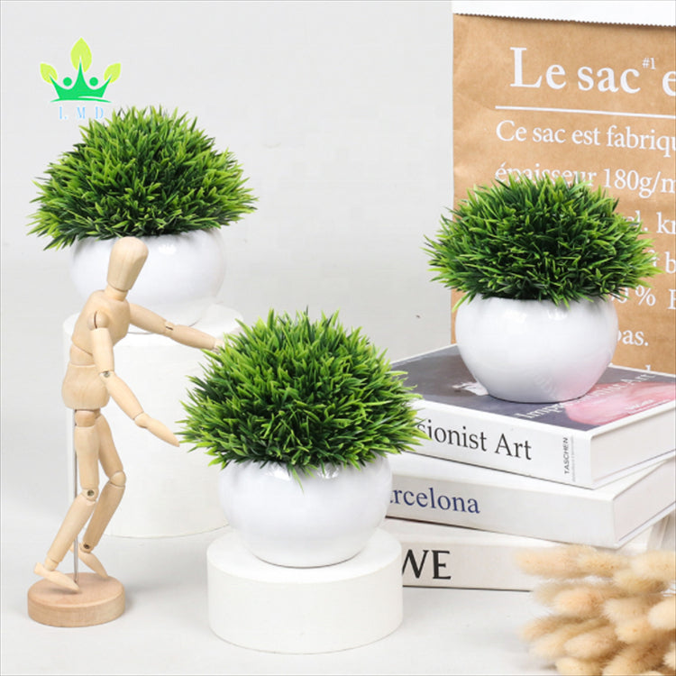 Mini Plastic Artificial Plants Grass in Pot