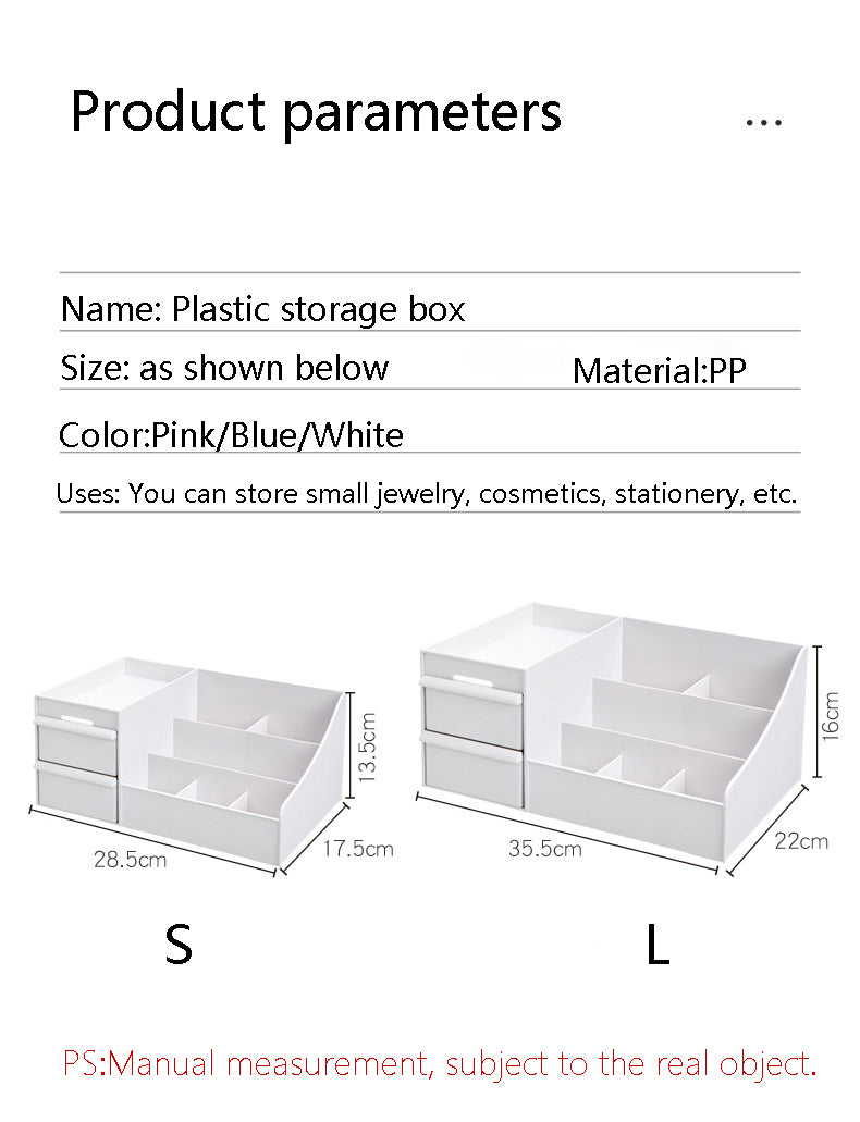 Plastic Cosmetic Organizer Drawer Box (White)