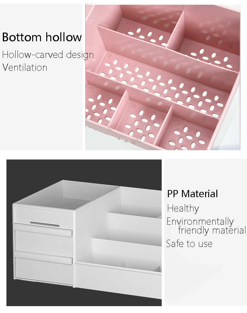 Plastic Cosmetic Organizer Drawer Box (White)